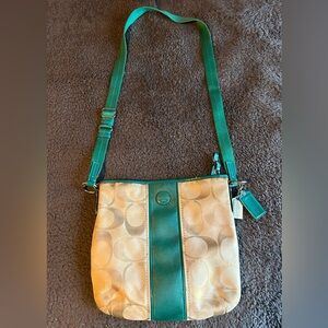 Coach Beige and Green Crossbody Bag